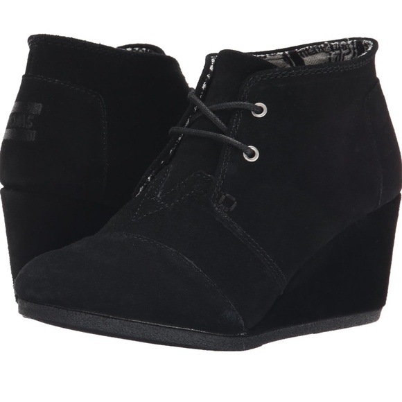 TOMS Women's Black Suede Desert Wedges Size 7 - Picture 6 of 16